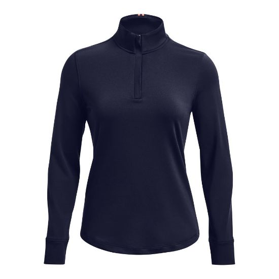 Under Armour Ladies Playoff 1/4 Zip Navy Golf Pullover Front View