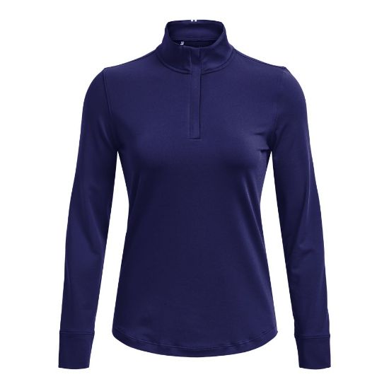 Under Armour Ladies Playoff 1/4 Zip Blue Golf Pullover Front View