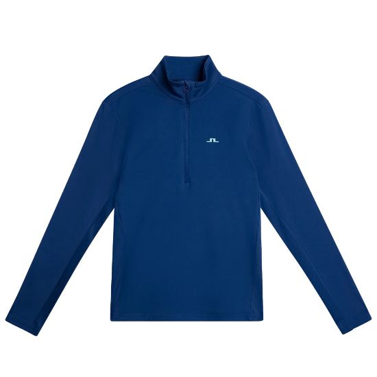 J.Lindeberg Ladies Lauryn 1/2 Zip Blue Golf Midlayer Front View