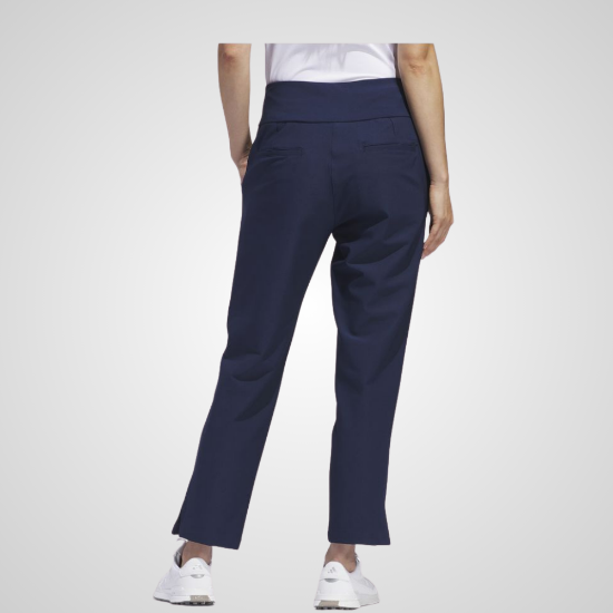 Model wearing adidas Ladies Ultimate 365 Navy Golf Ankle Pants Back View