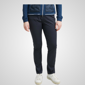 Model wearing Abacus Ladies Druids Windvent Golf Trousers Navy Front View