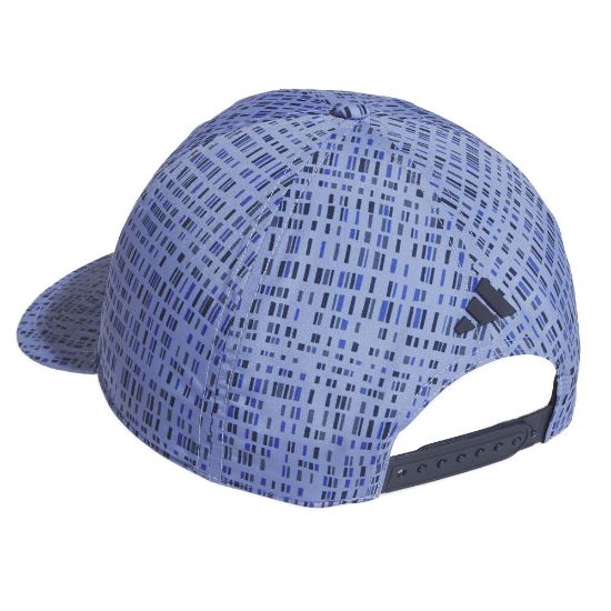 adidas Men's Tour 3 Stripe Print Blue Spark Golf Cap Back View