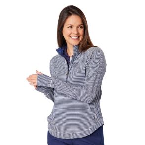 Picture of Swing Out Sister Ladies Lottie Stripe 1/4 Zip Golf Midlayer