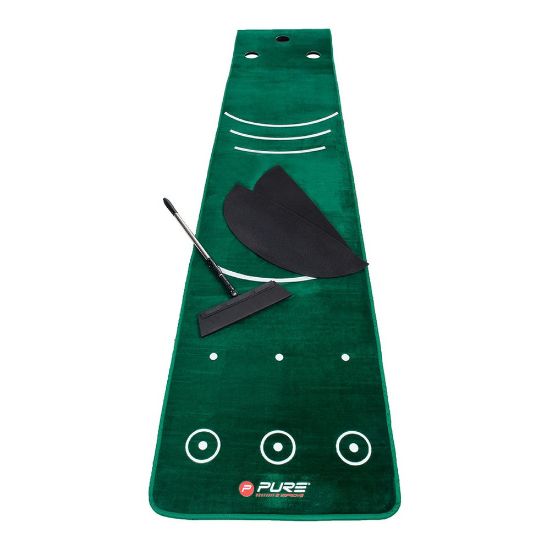Picture of Pure2Improve Golf Dual Grain Putting Mat w/ Broom