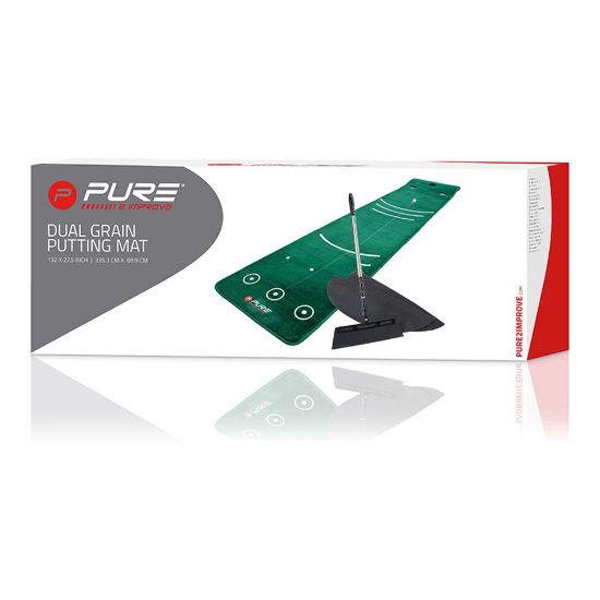 Picture of Pure2Improve Golf Dual Grain Putting Mat w/ Broom